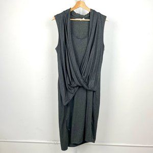 Athleta Duet Dress Sleeveless Draped Wrap Knee Length Gray XL